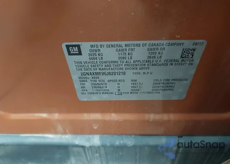 2018 Chevrolet Equinox Premier z USA, uszkodzony, nr VIN 2GNAXMEV6J6201218